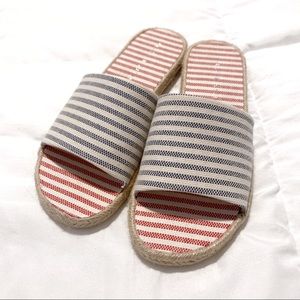 Red, White & Blue Slide Espadrille Sandals